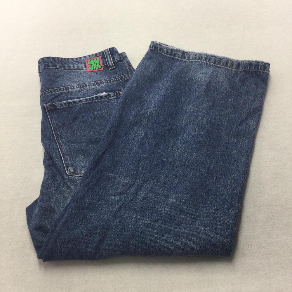 EMPYRE Wide-Leg Jeans 12 Blue Med Wash High Rise Relaxed Denim 32x29.5